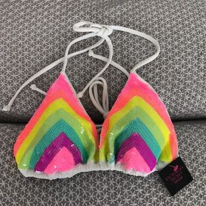 Victoria's Secret NWT SWIM Sequin Bikini Top Sz M